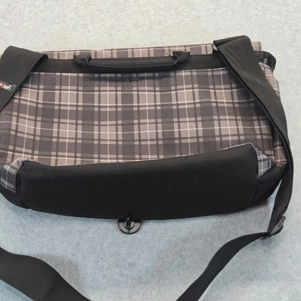 Yak Pak Messenger Bag Grey Plaid Orange Lining Laptop Sleeve Crossbody Y2K